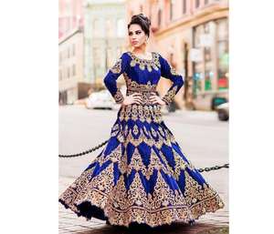 Ropa de novia de boda exclusiva pesada Lehenga Choli de seda de algodón con Dupatta Trabajo de bordado pesado Ropa de mujer India Alphanumero Shalwar Kameez - Product Image 1