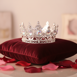 Mahkota Plastik Harga Terjangkau Model Baroque Bulat Penuh untuk Aksesoris Tiara Berhias Berlian Imitasi, Buket, Pesta Pernikahan, Ibu - Product Image 1