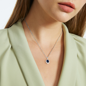 Rinntin SLZ nouveauté 8A <span class=keywords><strong>saphir</strong></span> cubique zircone <span class=keywords><strong>bijoux</strong></span> 925 collier en argent Sterling boucles d'oreilles bague <span class=keywords><strong>pour</strong></span> les femmes - Product Image 2