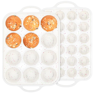 MUYULINS factory 12-cup pan, metal reinforced frame, regular size, with handle, non-stick <b>silicone</b> cake mold - Product Image 1