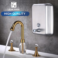Distributeur de savon liquide mural en acier inoxydable 304, noir poli, pour cuisine, hôtel, chrome