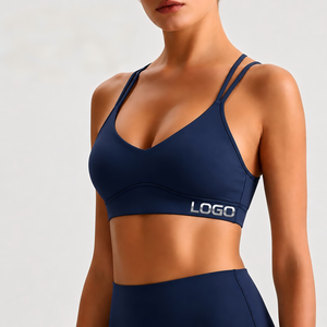 Sujetador deportivo sin costuras para mujer, blanco, sin aros, con tirantes en Y, espalda cruzada, transpirable, de secado rápido, de elastano y nailon, con cierre frontal, estampado deportivo - Product Image 2
