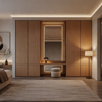 Armoire autoportante moderne en chêne avec portes affleurantes asymétriques, meuble de rangement pour dressing, extensible et ajustable, gain de place