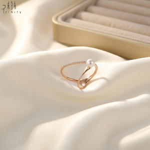 Bijoux de mariage en or rose massif 18 carats de qualité exceptionnelle, élégants, avec diamants taille brillant et perles d'eau douce, pour femme, cadeau de Noël - Product Image 4