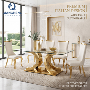 Factory Modern Home Stainless Steel Gold Frame Dinning <strong>Table</strong> Set Furniture Luxury <strong>Dining</strong> <strong>Table</strong> - Product Image 1