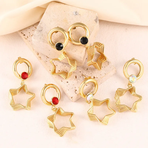 Boucles d'oreilles géométriques élégantes en acier inoxydable 304 plaqué or 18 carats, bijoux d'oreille élégants, adaptées au port quotidien des femmes, décontractées - Product Image 3