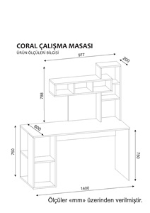 Escritorio de Oficina de Madera de Alta Calidad, Diseño Coral, Color Blanco Córdoba con Estante, el Más Vendido en Turquía, al Mejor Precio - Product Image 3