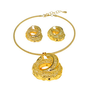 ज़ुररुई निगेरियन 18k सोने की प्लेटेड गहने सेट ब्रज़ेल गोल्ड डिजाइनर शादी के आभूषण सेट फैशन हार - Product Image 3
