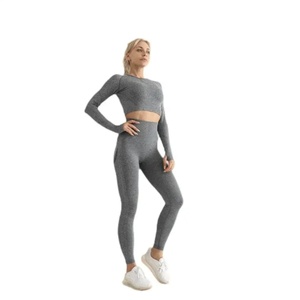Conjunto Deportivo de Yoga de 2 Piezas, Talla Grande, Alta Elasticidad, Sin Mangas, Shorts Ajustados, Sexy, Sin Costuras, Tejido Cómodo y Transpirable - Product Image 1