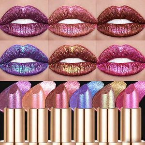 Lápiz Labial Camaleón 6 Colores Multichrome Metálico con Brillo, Tubo Rosa Dorado, Lápiz Labial Holográfico con Cambio de Color - Product Image 5