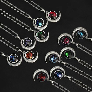En gros lumineux 12 <span class=keywords><strong>Horoscope</strong></span> lune titane acier personnalité créative croissant pendentif hommes collier bijoux petit ami cadeau - Product Image 1