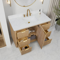 CBMMart Low Cost Modern Art Salle de bain Meuble-lavabo en bois populaire américain avec deux miroirs pour maison, villa, hôtel