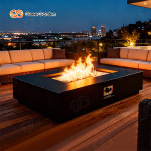 Table de foyer extérieur rectangulaire au gaz pour jardin moderne - Product Image 3