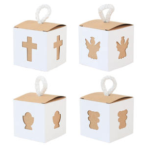 Boîtes carrées en papier kraft ange de bonbon creux portable plié avec logo imprimé sur mesure - Product Image 3