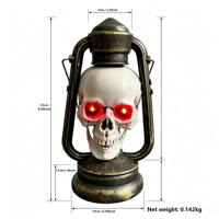 Lanterne Tête de Squelette d'Halloween Lumineuse Portable en Plastique, Décoration Gothique Vintage pour Fête, Décoration Maison Hantée