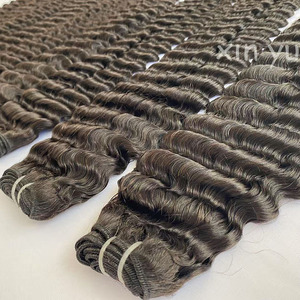 Tóc Trinh Nữ các nhà cung cấp bán buôn giá rẻ 100% nguyên liệu tóc con người bó 12A lớp sâu đôi sợi ngang đền Ấn Độ nguyên tóc - Product Image 3