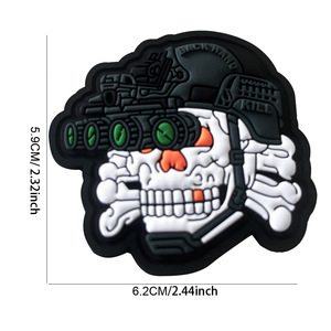Crâne dessin animé Anime 3D brodé résistant à l'usure crochet et boucle PVC caoutchouc souple paillettes moral tactique vêtement épaule bras - Product Image 6