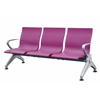 Station de métro de l'aéroport Bowling Alley Chaise de salle d'attente Cadre en métal pour zone publique Faisceau en acier inoxydable de 1.2mm avec siège en PU