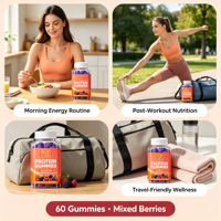 Gummies Protéinés SYC BIO aux Baies Mixtes – Formule de Soutien Quotidien au Bien-être – 60 Unités 180g – OEM Marque Privée ODM