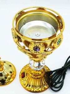 Brûleur d'encens de style Dubaï avec bol à bonbons et plateau, ensemble de brûleur d'encens Bakhoor en métal de style arabe doré - Product Image 4