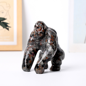 Statue de gorille en Yooperlite, sculptures en pierre naturelle et cristal pour la décoration intérieure, vente en gros - Product Image 4