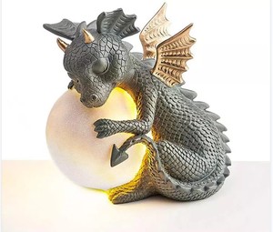 Dinosaure méditant à LED avec lampe solaire, Statues de jardin, Figurines <span class=keywords><strong>Dragon</strong></span> <span class=keywords><strong>dormant</strong></span> en plein air - Product Image 4