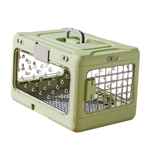 Transporteur pliable pour animaux de compagnie à <span class=keywords><strong>prix</strong></span> d'usine | Caisse de voyage portable en plastique pour chat et petit chien avec design respirant et système de verrouillage double - Product Image 4