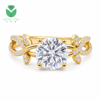 Bague de fiançailles classique pour femme en or jaune 14K 18K avec diamant de laboratoire taille brillant rond, certifié IGI D VVS