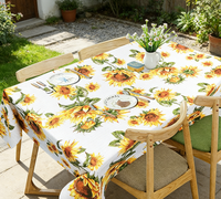 Nappe personnalisable moderne à motif tournesol en PEVA – Housse de table imperméable, écologique et anti-taches pour la maison