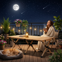 Table de pique-nique portable moderne pour le camping en plein air, en bois de pin, pliable, design enroulable, avec sac de transport, légère, pour utilisation dans les parcs et les cours