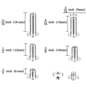 80 cái đinh tán M5/6/10/12/15/18mm đinh tán đinh tán kẹp bu lông đinh tán kẹp sách đinh tán bằng da + đinh có rãnh kèm tuốc nơ vít + Dụng cụ đục lỗ - Product Image 3