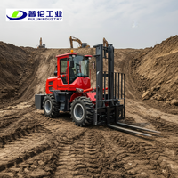 Chariot élévateur tout-terrain diesel 4x4 de 3,5 tonnes, capacité de levage de 3500 kg, mât de 3 m, capacité de montée de 35 degrés pour travaux de construction en extérieur