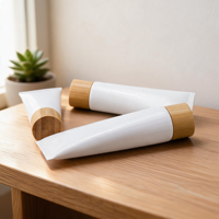 Tubos de Plástico Electrochapados Personalizados para Lociones y Cremas de Manos, Tubos Cosméticos con Tapa de Bambú para el Hogar, Oficina y Viajes