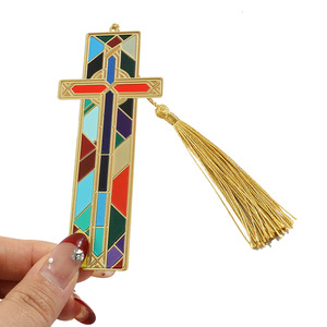 ที่คั่นหนังสือลายภาพวาดสีน้ำมันอเมริกันยอดนิยม ลายโลหะ งู ผีเสื้อ นางเงือก แมรี่ ทิวลิป ไม้กางเขน พร้อมพู่ห้อย - Product Image 5