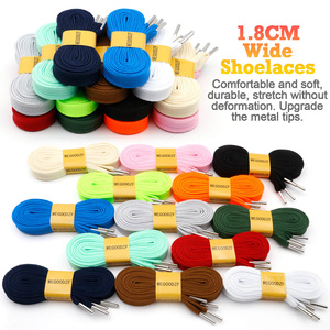 WEGOODZF Lacets de chaussures de sport plats et épais de 1.8 cm de large avec embouts en métal argenté et colorés pour baskets - Product Image 3