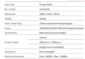 Celdas Bifaciales de Calidad Nivel 1 de 605-625W para Módulo Fotovoltaico Monocristalino Tipo N, Celdas de 210mm, Comercial - Product Image 3
