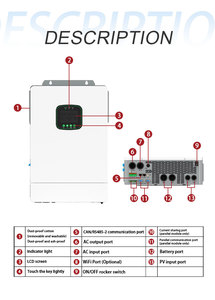 Système solaire hybride hors réseau 12 kW avec MPPT 5000 Vcc 48 Vcc vers 220/230 Vca, onduleur à onde sinusoïdale pure 12000 W pour la maison SMP-12kW - Product Image 6