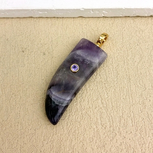 Pendentif en or plaqué or en forme de <span class=keywords><strong>dent</strong></span> de <span class=keywords><strong>tigre</strong></span> avec améthyste et zircon, et pendentif en corne avec pierre précieuse naturelle de quartz rose, pour cadeau, vente en gros - Product Image 6