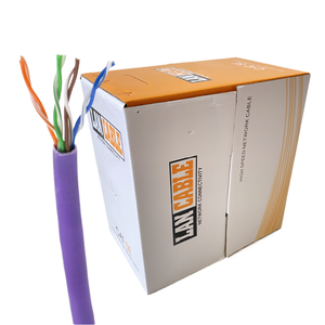 <span class=keywords><strong>สาย</strong></span>เคเบิลอินเทอร์เน็ตอีเธอร์เน็ต Cat5e UTP RJ45คอมพิวเตอร์สายทองแดงแข็ง<span class=keywords><strong>สาย</strong></span>24AWG/0.51มม. ควันต่ำ lszh/lsoh สีม่วง1000ft - Product Image 1