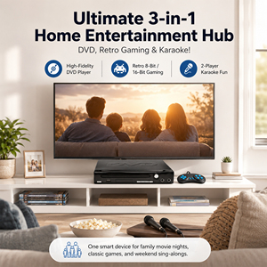 Reproductor de Karaoke Metálico HD 1080p para el Hogar, Compatible con VCD, 2 Entradas para Micrófono, Entretenimiento Educativo para la Primera Infancia, Entrada <span class=keywords><strong>USB</strong></span>, Sin Restricción de Región - Product Image 2