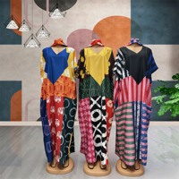 Nouvelle Robe Africaine Décontractée pour Femme, Style Dashiki, à Manches Chauve-souris et Coutures, Motif Géométrique, pour Mariage et Fête, Vente en Gros Transfrontalière