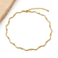 Collier pendentif barre ondulée dorée, chaîne fine, bijou de mode pour femme, cadeau, bijoux de fête