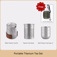 Ensemble de thé portable en alliage de titane, tasses à thé à double paroi, kit de préparation du thé pour le camping en plein air, équipement de randonnée léger et compact