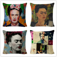 Housse de coussin en coton et lin personnalisée en gros, peinture à l'huile de beauté, portrait de femme, avatar