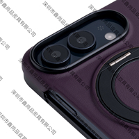 Étui en cuir pour iPhone Duo, véritable cuir de vachette, housse pliable, protection complète de la charnière, support rotatif, logo personnalisé, vente en gros OEM