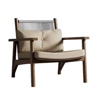 Chaise longue inclinable moderne avec fauteuil en coton-lin et bois massif pour l'ameublement de la maison