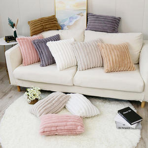 Fausse fourrure jeter taie d'oreiller couvre flou moelleux rayé doux confortable Shaggy <span class=keywords><strong>housse</strong></span> <span class=keywords><strong>de</strong></span> coussin pour canapé canapé chambre décor à la maison luxe - Product Image 3