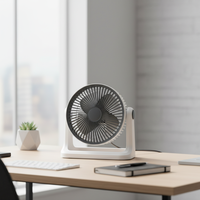 Ventilateur de bureau DC haute technologie Turbo Force Cooling avec 3 vitesses, pales en plastique inclinables, commande mécanique
