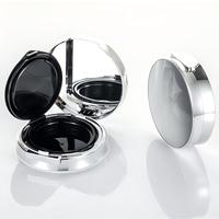 Boîtier compact rond argenté personnalisé pour fond de teint, crème BB, poudre libre ou poudre compacte, couleur nude