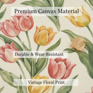 Ensemble de trousses de toilette en toile imprimée vintage avec motif de <span class=keywords><strong>tulipes</strong></span>, personnalisées par Royal Fair, avec fermeture éclair, pour femmes - Product Image 2